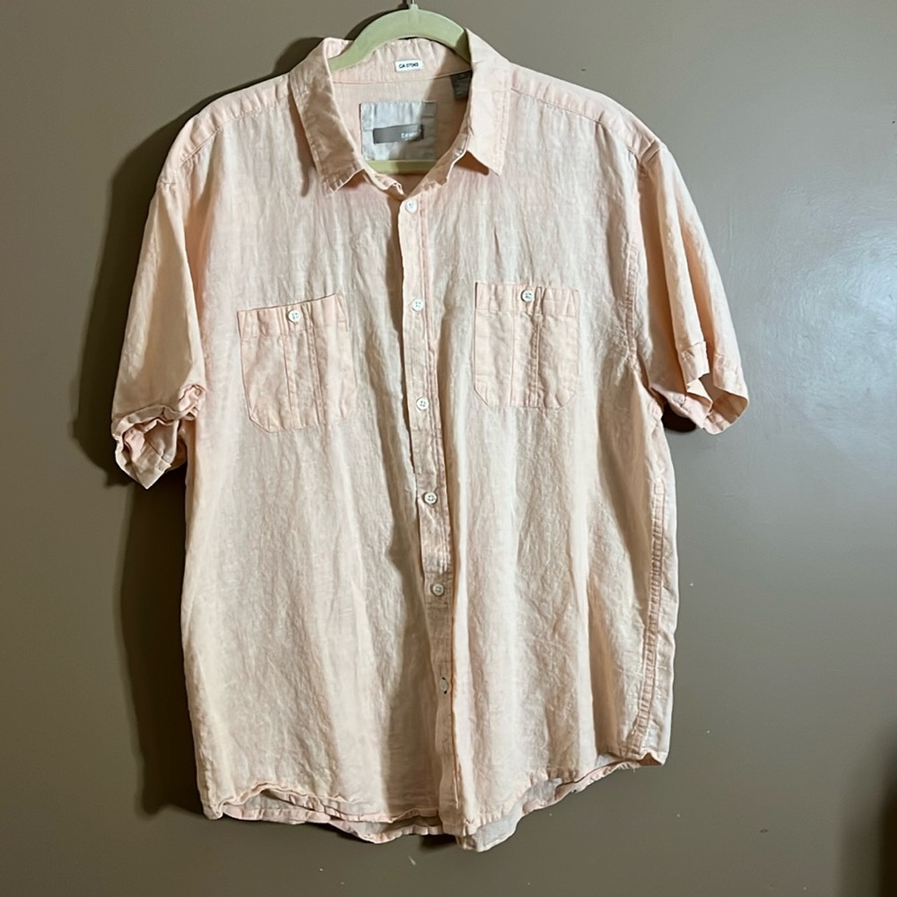 😄Bruno linen blend peachy coloured shirt. B6